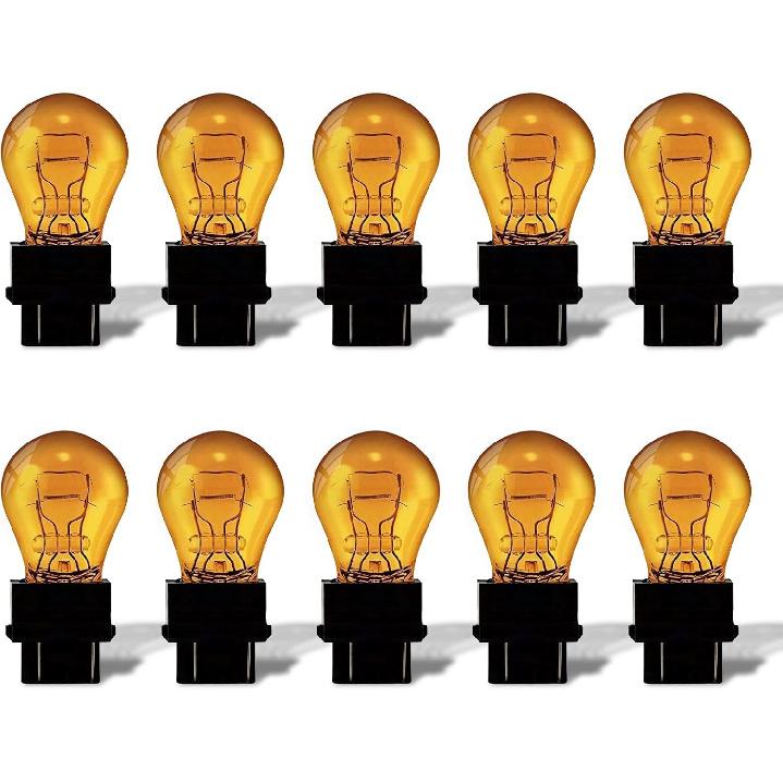 3157A(Amber) Light Bulb 10 Pack,3157 Automotive Brake Light Turn 3157 Miniature Bulb Mini Bulb Taillight Turn Signal Light,Replacement For