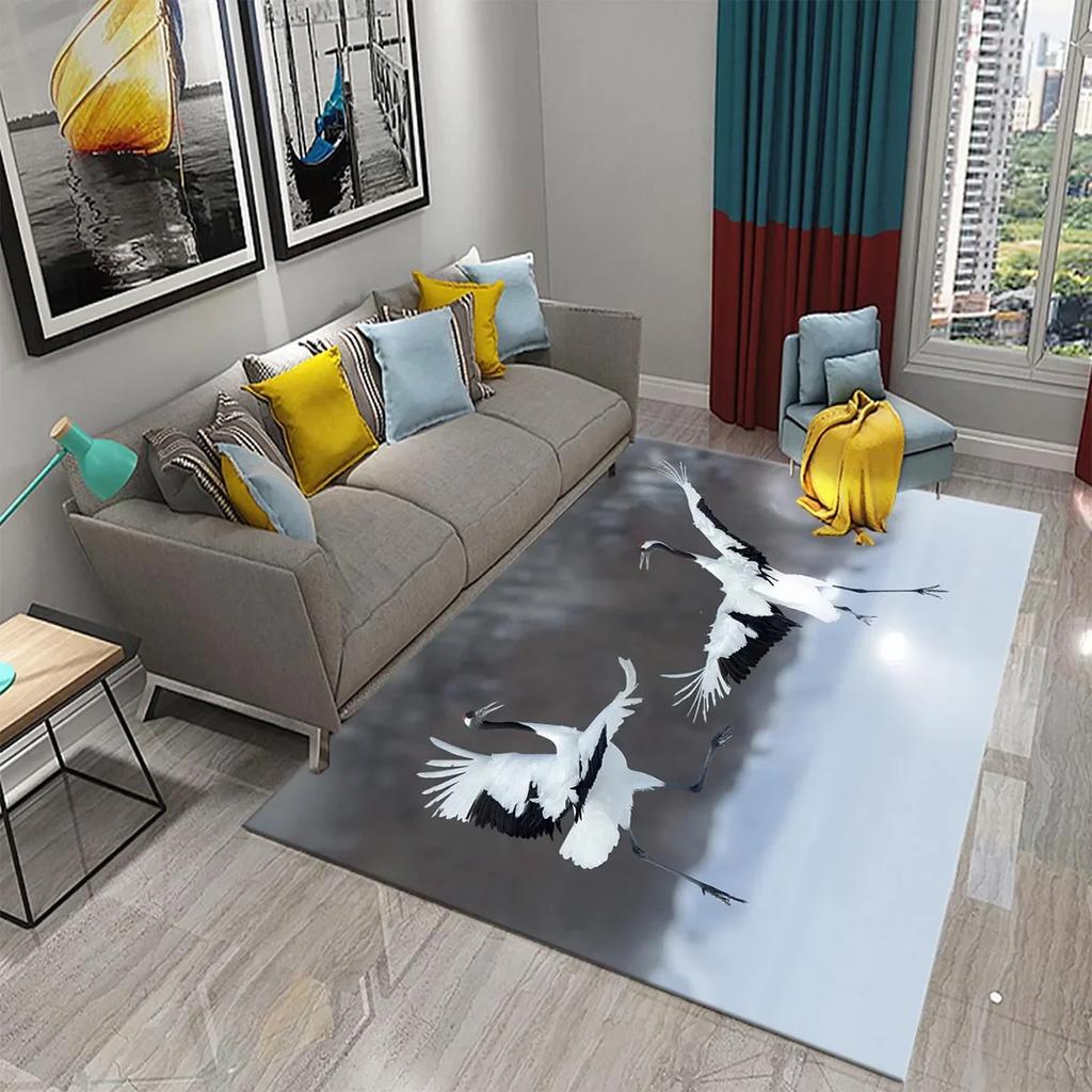 Прекрасный ковер с японским журавлем для кухни, ванной комнаты, прихожей, нескользящий коврик, декор для гостиной, столовой, спальни, напольные ковры