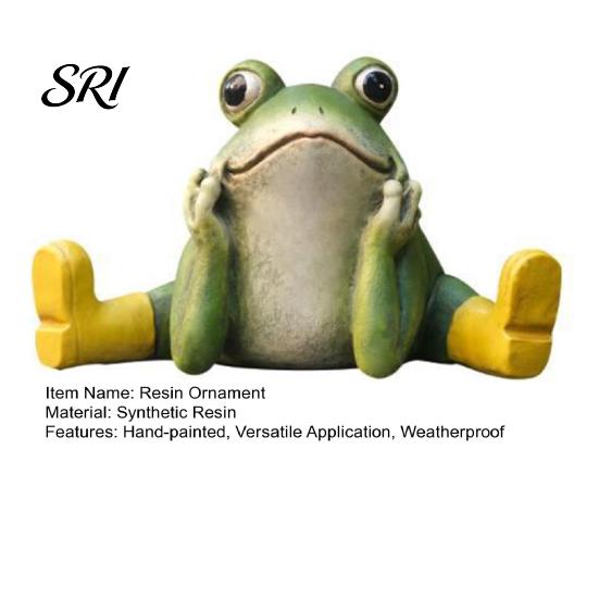 Decorative Frog Statue for Patio Sitting Resin Stretching His Legs Ornament Garden Pool Decor Figurine Outdoor Indoor Plant Pot Desk Shelf Decoration