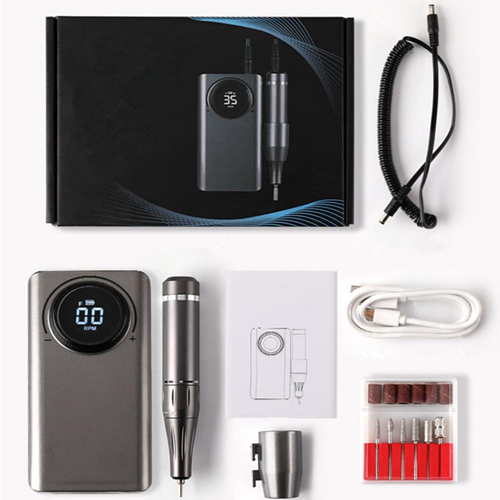 Перезаряжаемая электрическая машинка для маникюра и педикюра 35000 об/мин, портативный набор