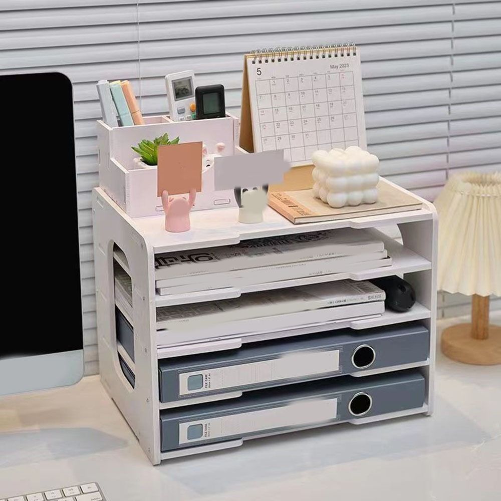 Space Saving Table File Rack Large Capacity File Holder Creative Desk Organizer for Home