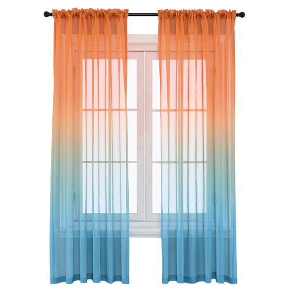 Современные градиентные цветные оконные тюлевые шторы для гостиной, спальни, занавески из органзы, вуали, украшения отеля, синие прозрачные шторы