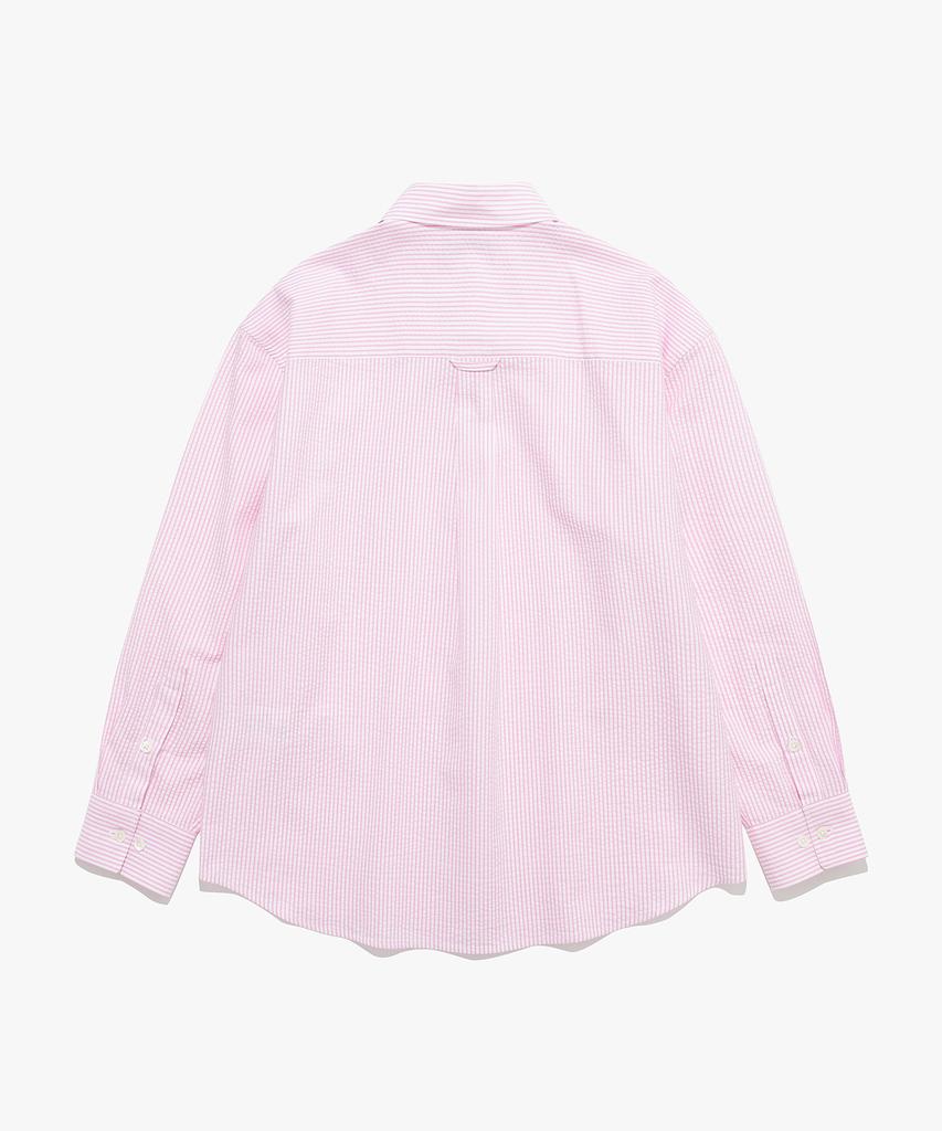 TTUDEMENT (Seersucker) Classic Stripe Shirt Pink