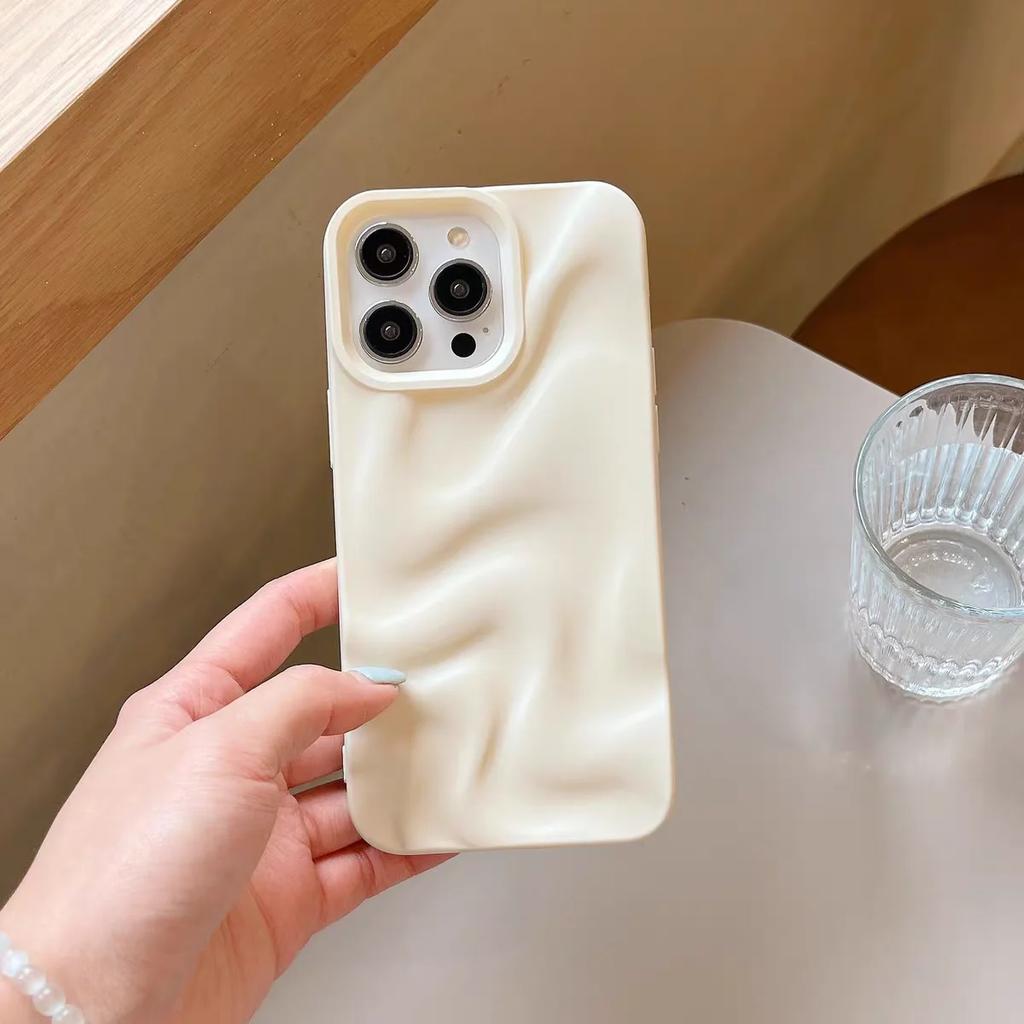 Чехол однотонный совместимый для IPhone 7Plus 16 13 15 11 14 12 Pro Max X XS XR Max 6 8 6s Plus SE 3D-чехол с неровной волной