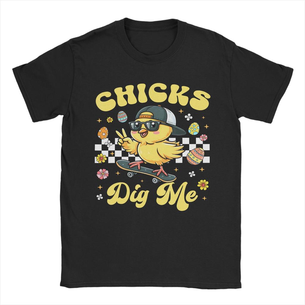 Chicks Dig Me Easter T Shirt Trendy Cool TShirts Short Sleeve Vintage Tshirt Beach 100 Cotton Round Neck Plus Size 5XL Tees