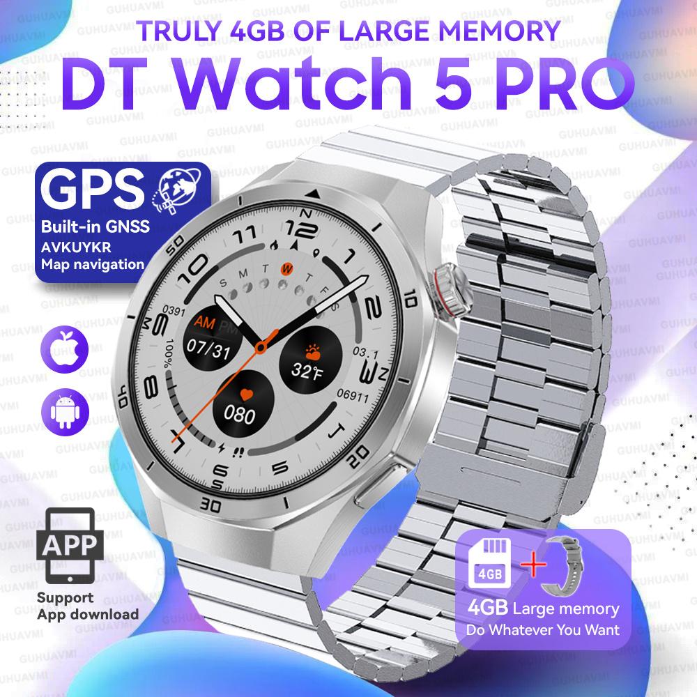 Новые DT Watch5 Улучшенные Ультра Большие 4 ГБ Памяти Умные Часы Мужские GPS Карта MP3/MP4 Плеер Bluetooth Звонок Спорт Мода Умные Часы