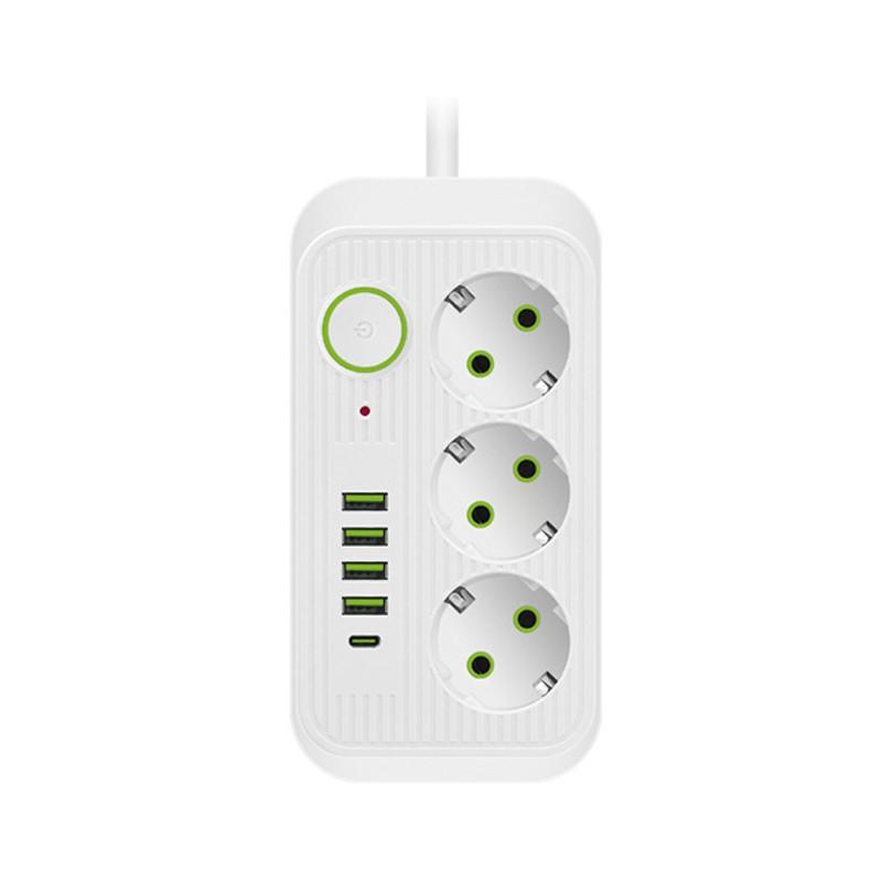 Многофункциональная розетка 6EU + 4USB, розетка с удлинителем 2 м, источник питания USB-устройства, розетка европейского стандарта
