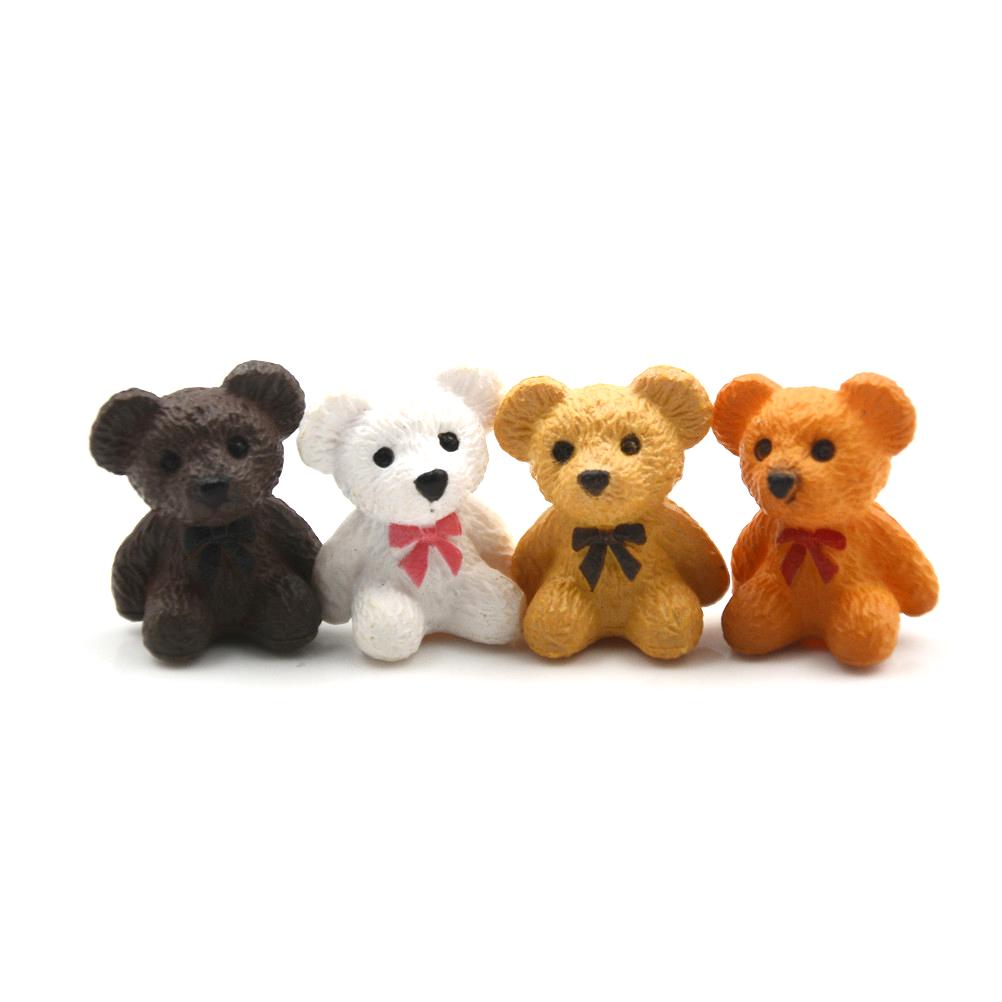 4pcs /Box Cute Little Bear Doll Moss Micro Landscape Set, Handmade DIY Assembly Warm Desktop Decoration Ornament
