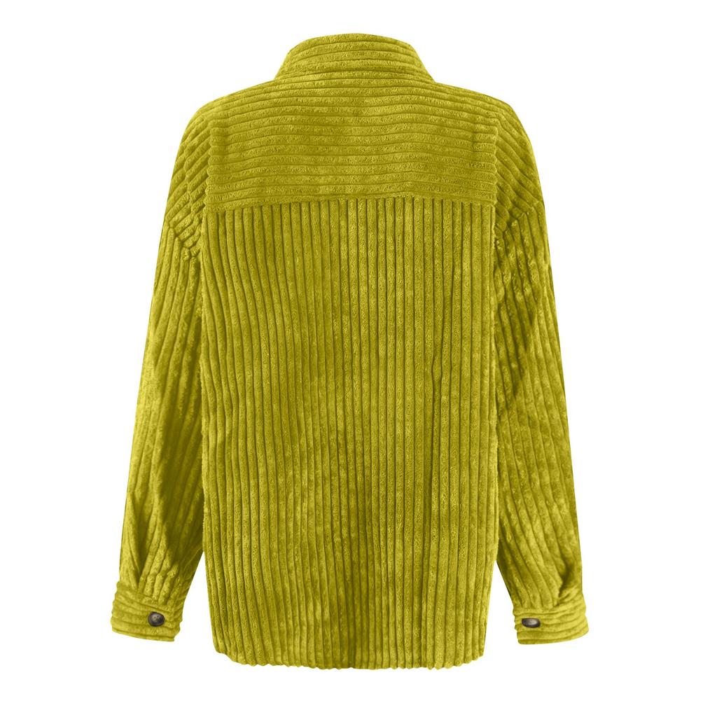 Женская осенне-зимняя однотонная модная полосатая рубашка с большим карманом