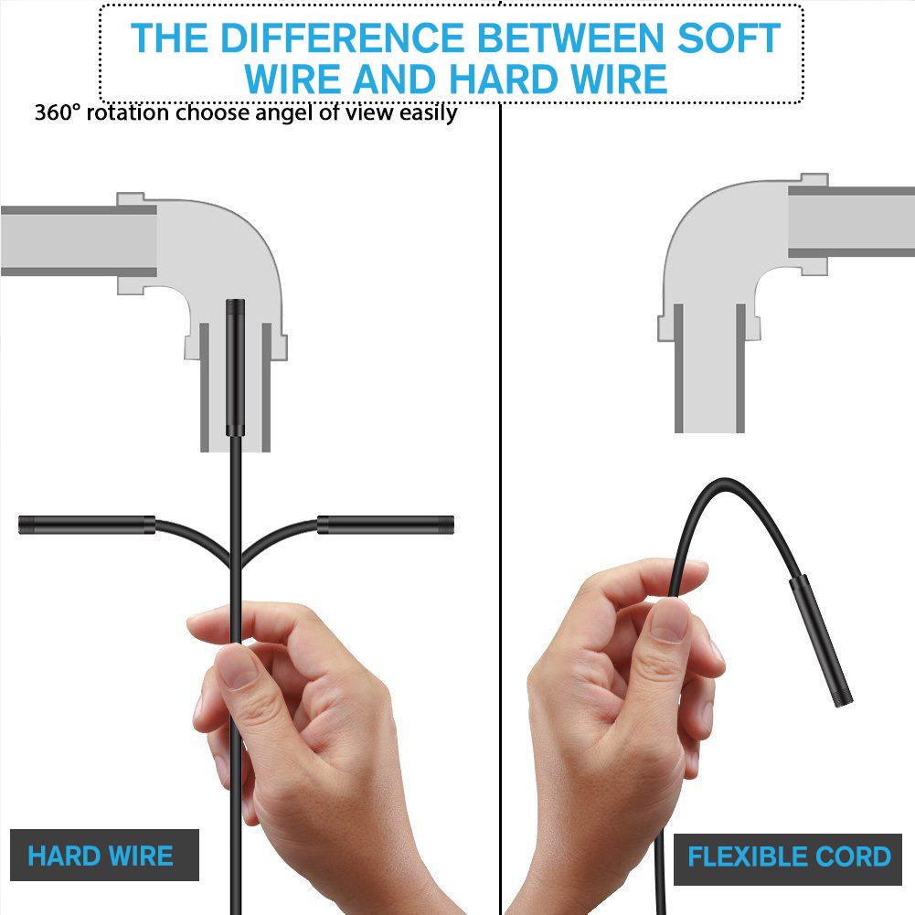 Эндоскоп USB 3-в-1 HD с объективом 7 мм, водонепроницаемый IP67, 6 светодиодов, камера-бороскоп для автомобильной инспекции канализационных труб, тип Android Type-C