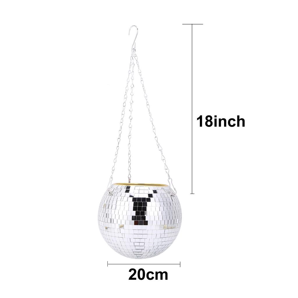 Disco Ball Plant Hanger Mirror Hemisphere Flowerpot Hanging Basket Garden Balcony Hanging Pot Ball Planter Office Ornament