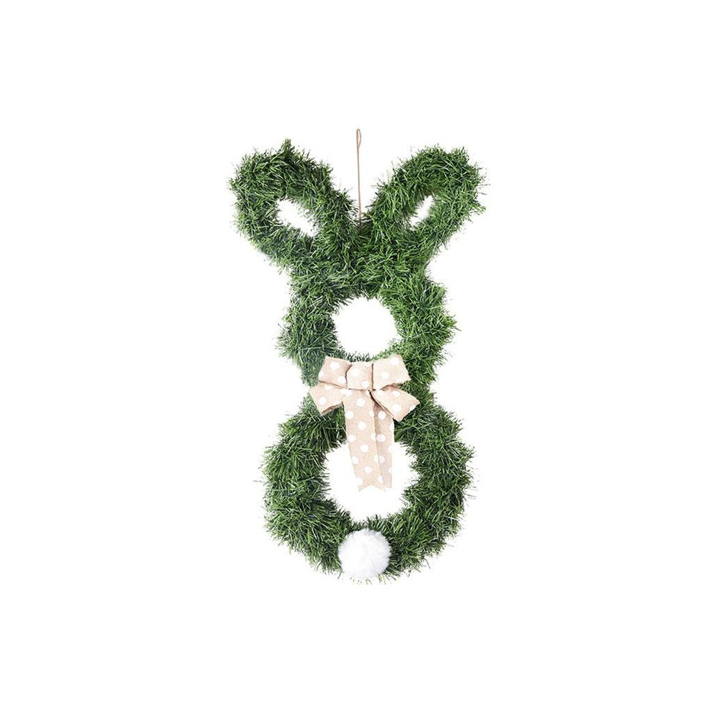 Easter Bunny-Themed Wreath Hanging Ornament. Cartoon Tail Faux Door Decoration