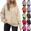 Women's Fashion Casual Long Sleeve Solid Color Hooded Sweatshirt Tops