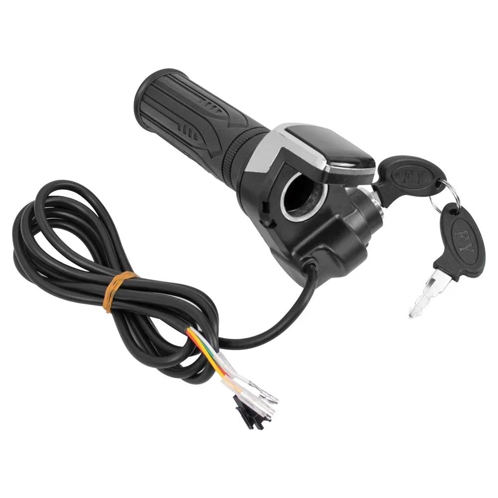 36В 48В 60В Ручка газа Акселератор руля для электровелосипеда с замком Индикатор мощности Акселератор для электровелосипеда Электрического велосипеда Скутера Ключ Светодиодный дисплей