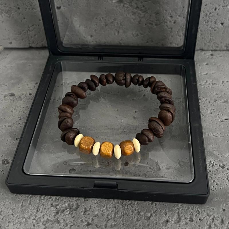 Handmade Natural Coffee Bean Bracelet Elastic Coconut Chip Wood Chip Hand Decoration Bracelet