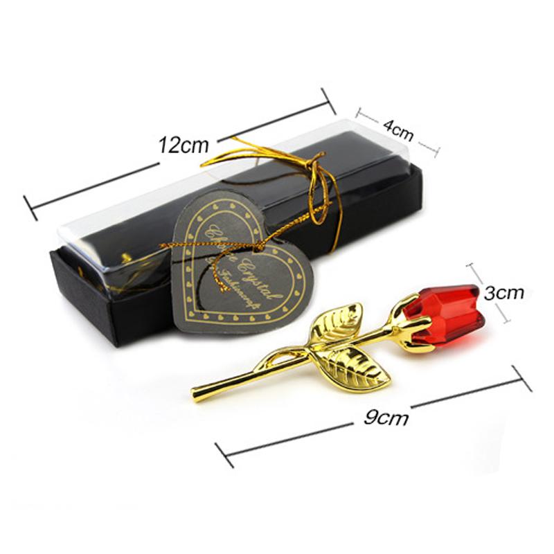 Romantic Crystal Glass Rose Flower Valentines Day Gift Craft Favors Lovers Gift Wedding Birthday Party Anniversary Decoration