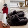 Outside Shoes Temperament French Gentle Fluffy Shoes Women's Autumn 2025 New Slippers Feel Versatile and Versatile Red