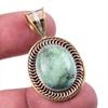 Natural Tibetan Turquoise Gemstone 925 Solid Silver Two Tone Pendant 1.50" W6w05
