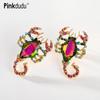 Pinkdudu Модные разноцветные серьги-гвоздики в виде скорпиона, преувеличенные блестящие большие серьги со стразами и насекомыми для женщин, ювелирные изделия PD1179