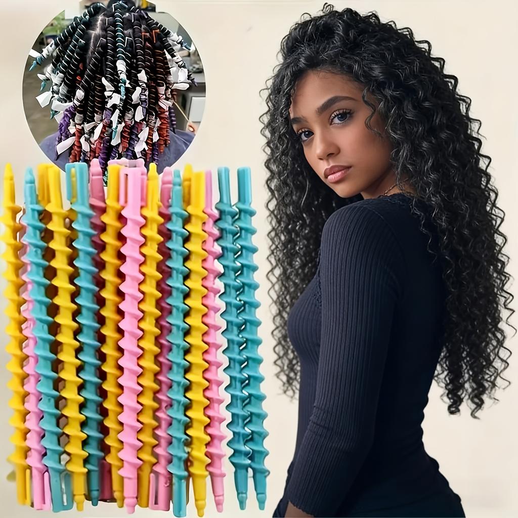 20pcs No Heat Hair Curlers Set - Spiral Rollers DIY Styling Tool, Colorful Plastic Curlers for Medium Long Hair Daily Gif, Curl