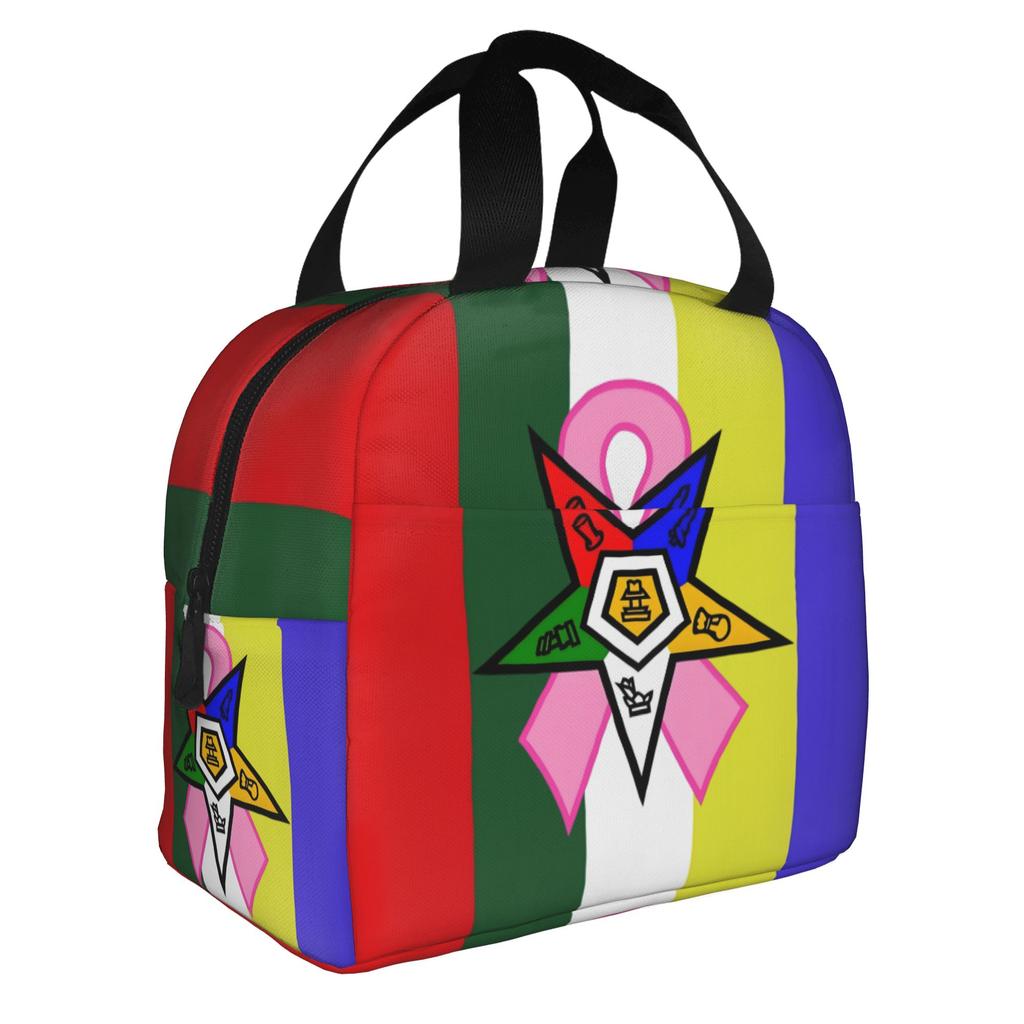 Order Of The Eastern Star Logo Thermal Insulated Lunch Bags Women Portable Lunch Container for School Multifunction Food Box