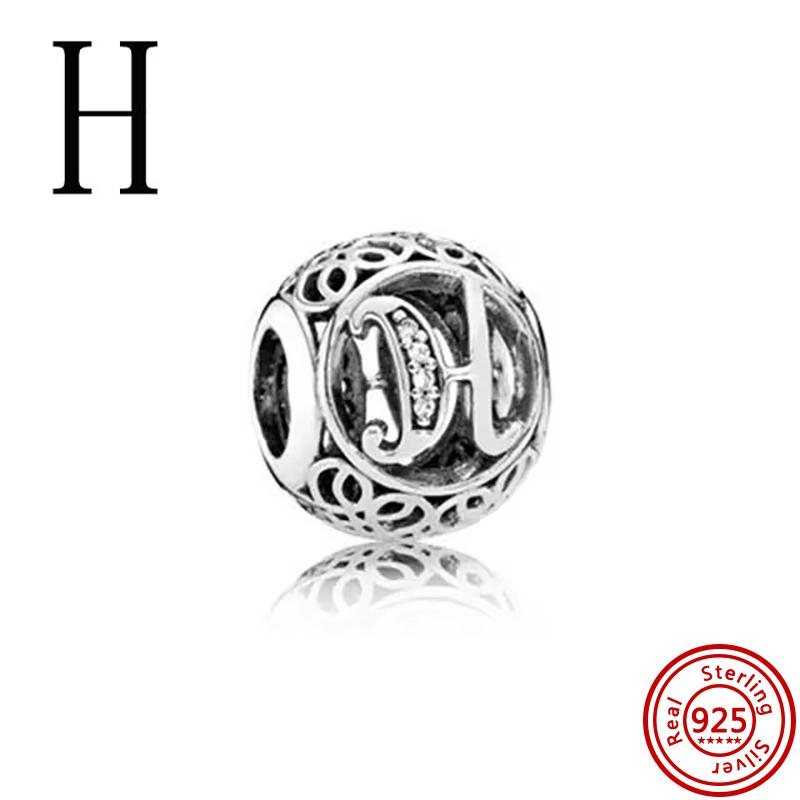 925 Чистая медь Символ бесконечности Полый Круг A-Z 26 Букв Алфавита Сияющие Циркониевые Бусины Подходят для Оригинального Браслета с Шармами Pantaro