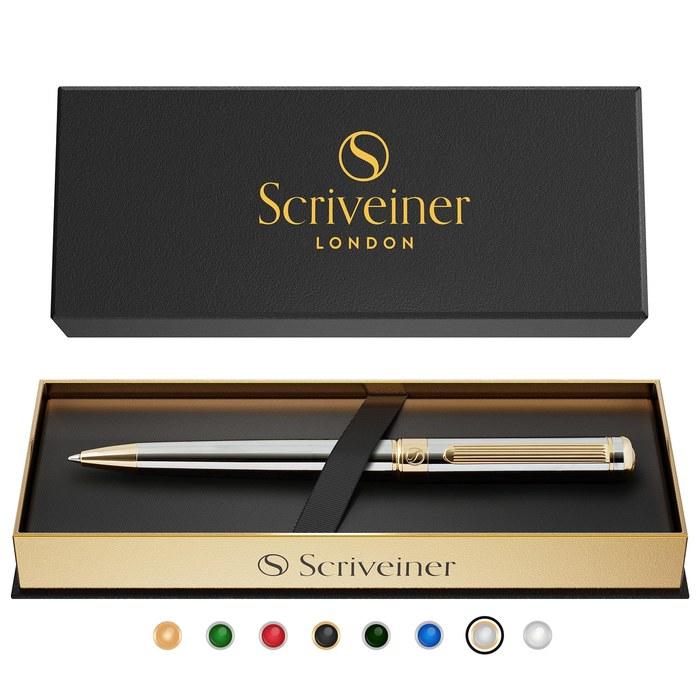 Шариковая ручка Scriveiner Серебристая Серебристый Хромированная отделка со стержнем Schmidt (черный)