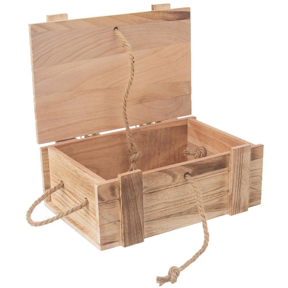Деревянный ящик для хранения с крышкой 30x21x12 см