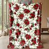 Red Rose Floral Print Theme blanket Lightweight Warm Flannel Blanket Decorative Throw Blanket for Home Decoration