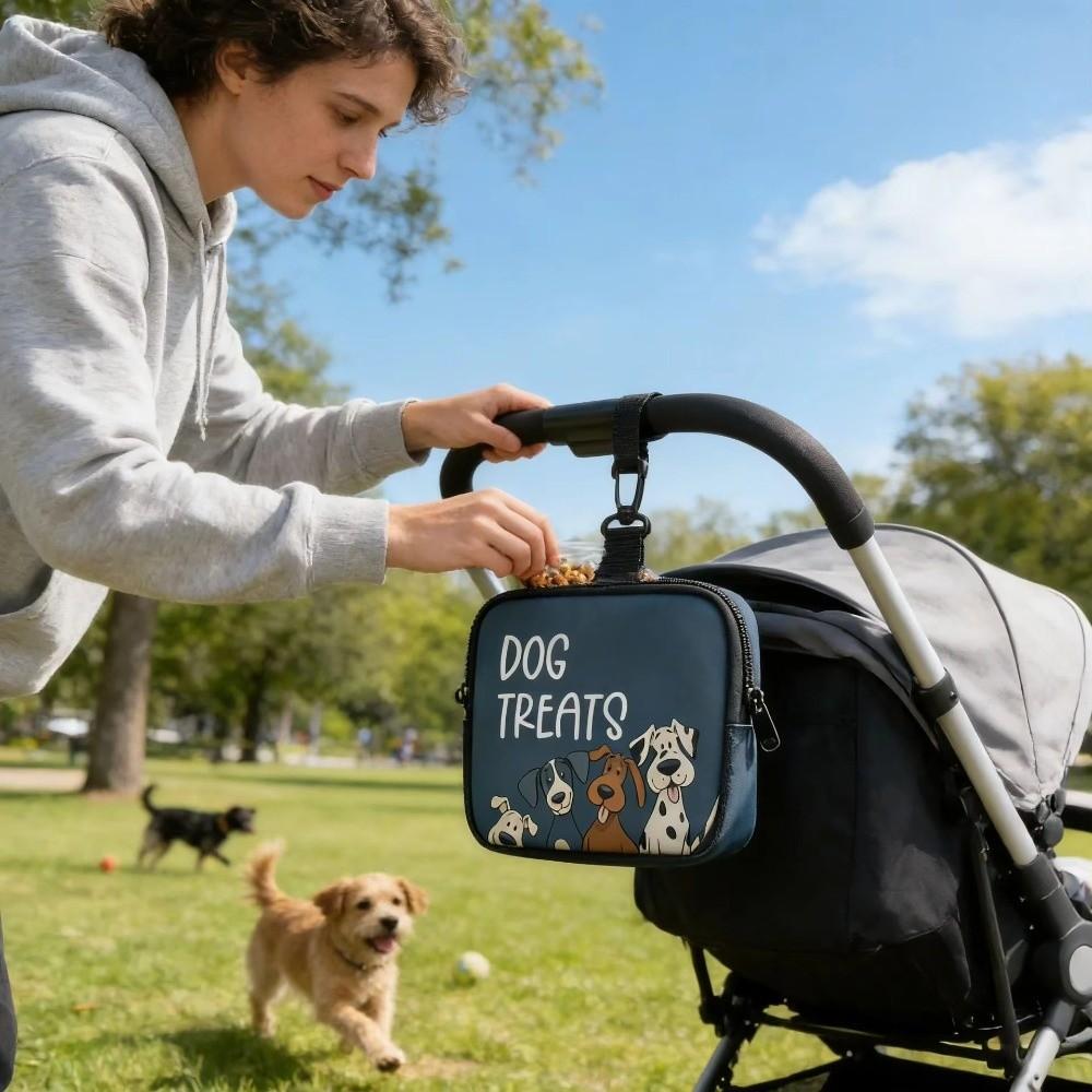 Zipper Closure Dog Treat Pouch Transparent Window Pet Snack Bag Pet Feeding Bag Pet Training