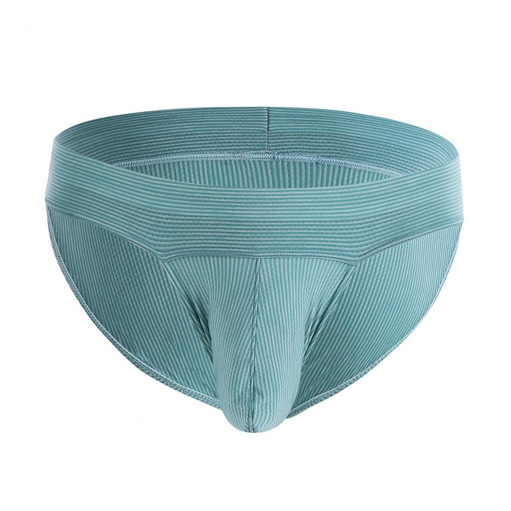 Breathable Men Briefs Men's Low-rise Striped Print Briefs with Wide Elastic Waistband Slim Fit Seamless U-convex for Daily