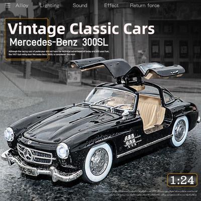 Новый 1:24 Mercedes Benz 300SL Alloy Classic Vintage car Model Car Модель литой металлической машины с откидным механизмом и звуком для детей в подарок