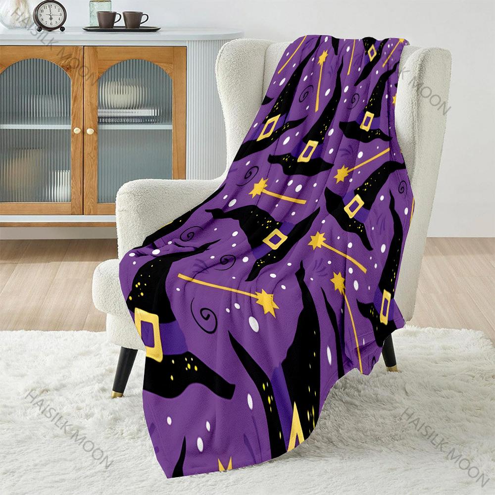 Wizard Hat Print Blanket Warm Soft Fluffy Kids and Adults Sofa Bed Throw Blanket Suitable Home Travel Camping Luxury Gifts