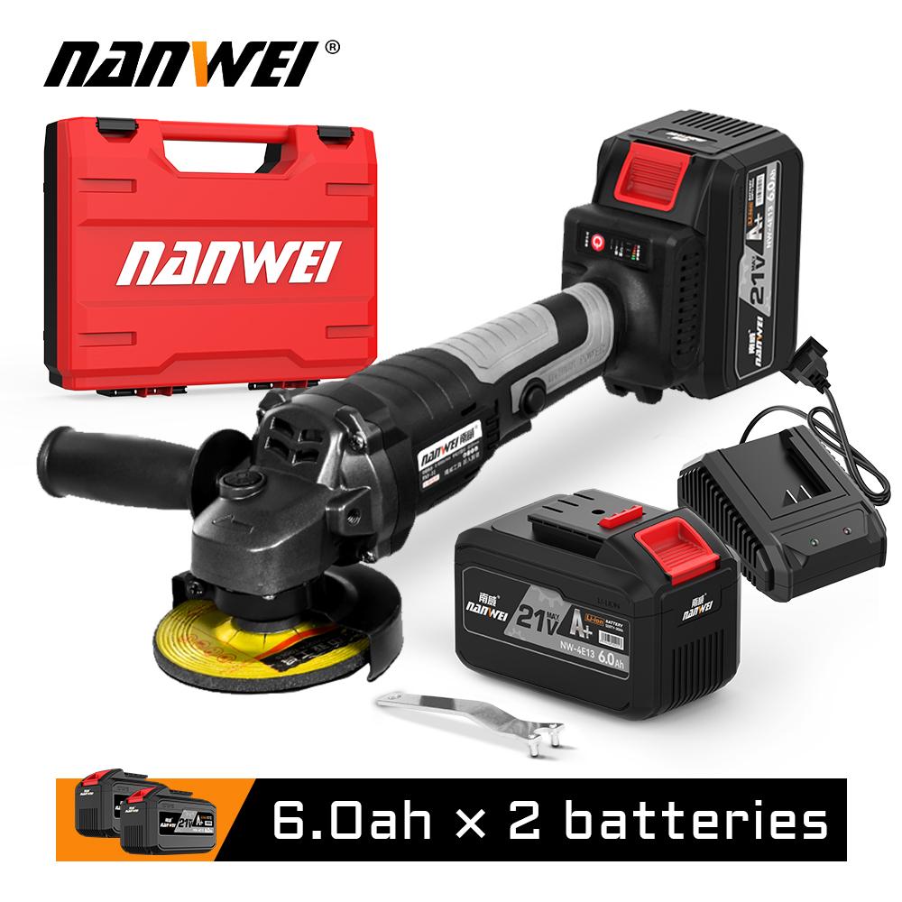 NANWEI 20V 125mm Angle Grinder Brushless Cordless DIY Power Tools Electric Polishing Grinding Machine