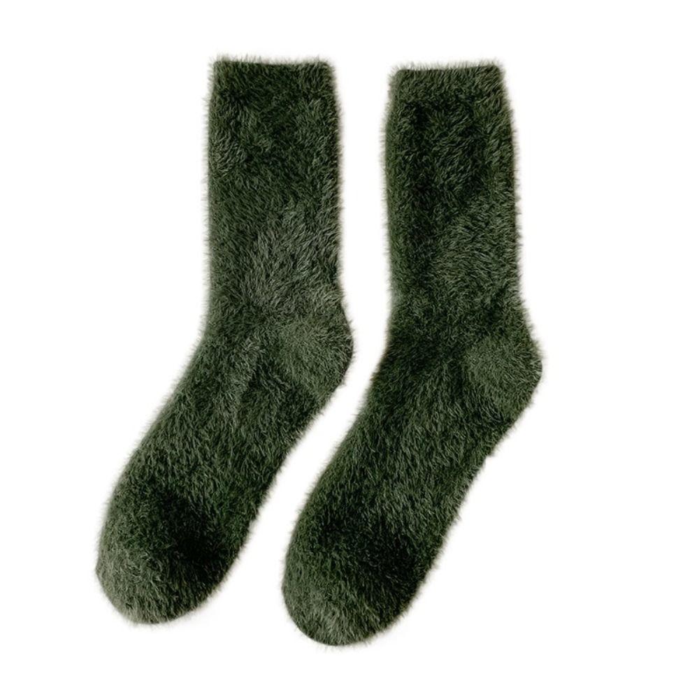 Solid Color Thick Fashion Trendy Middle Tube Hosiery Mink Velvet Man Socks Korean Style Socks