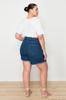 Women's Fashion New Plus Big Size Shorts & Bermuda Black High Waist Hem Tasseled Shorts Skirt