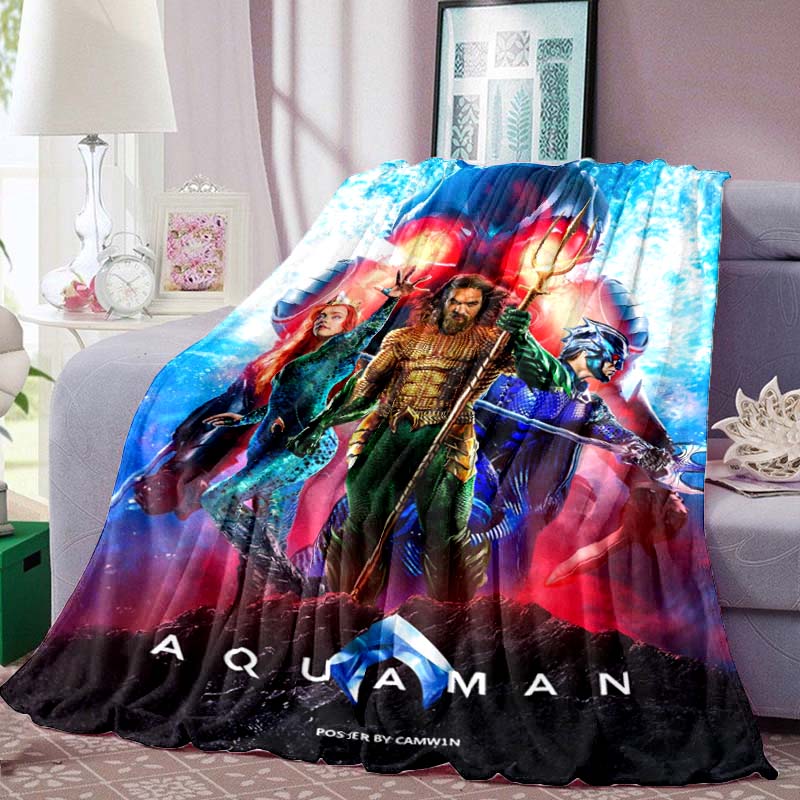 The Aquaman fantasy movie-themed cartoon blanket is perfect for naps, sofas, living rooms, offices, bedrooms, and other similar