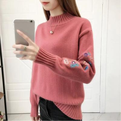 Свитер для женщин Осень Зима Утепленный Пуловер Теплый Высокий Воротник Вязаный Эластичный Длинный Рукав Оверсайз Джемпер Топы