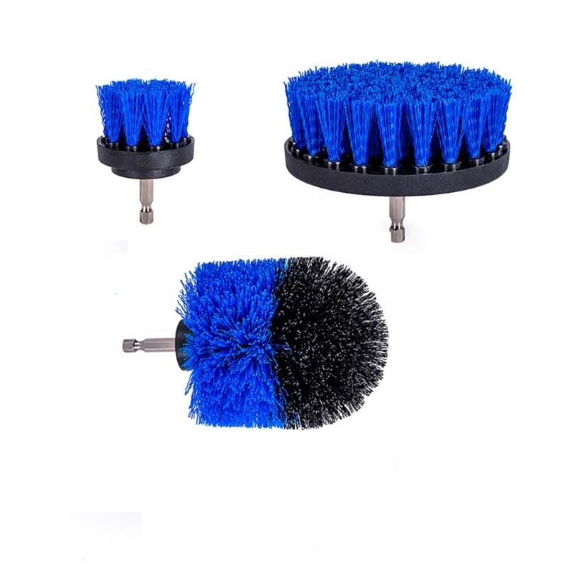 3Pcs Drill Brush Attachment Set Power Scrubber Wash Cleaning Brushes Tool Kit for Clean Car Wheel Tire Glass Window