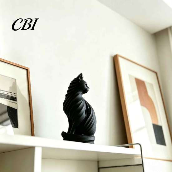 Black And White Art Decor for Table 3D Printed Cat Sculpture, Modern Style Matte Statue, Versatile Decoration Home Office PLA Ornament Aesthetic