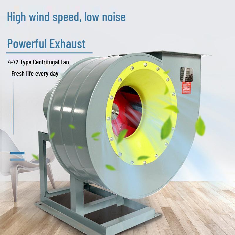 4-72 Industrial High-Power Centrifugal Fan for Exhaust, Dust Removal, and Smoke Extraction.