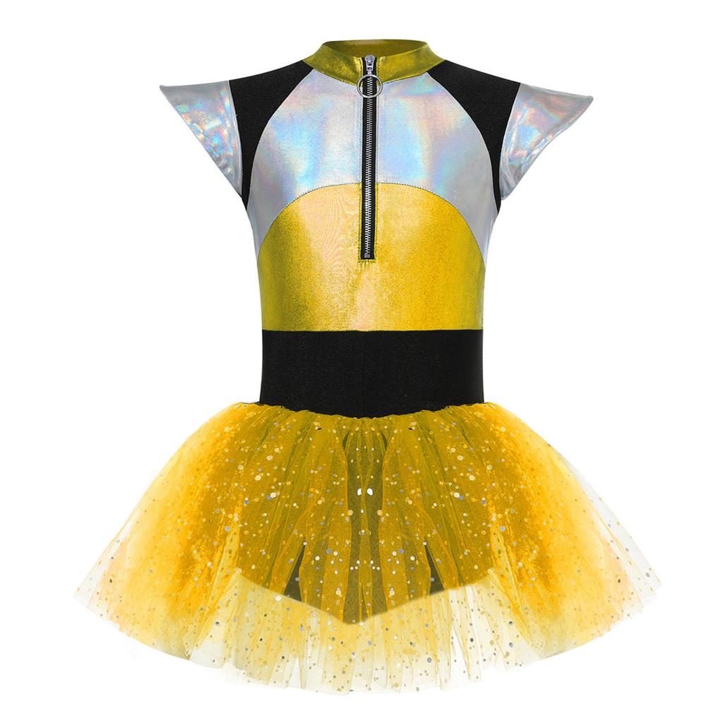 Костюм для чирлидинга на тему инопланетян для девочек, дизайн пэчворк с цветовыми блоками, блестящие пайетки, платье-пачка, боди