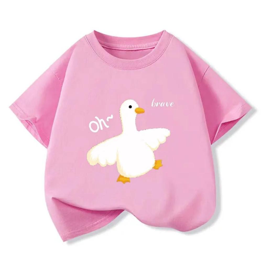 Little Duck Baby Graphic Print Girls Boys T-shirt Polyester Casual Kids Clothes Tops Tee Summer Cute Cartoon Short Sleeve Shirts