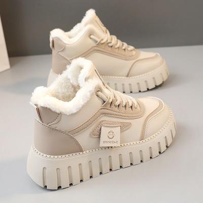 Зимняя бархатная женская обувь 2025 новая повседневная спортивная хлопковая обувь на платформе ins тренд увеличение помощь папины кроссовки женские