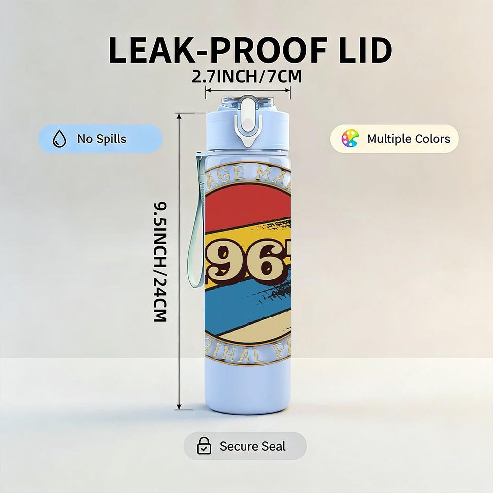 1PC 1967 Round Coin 750ml sports water bottle leakproof straw lid outdoor office home