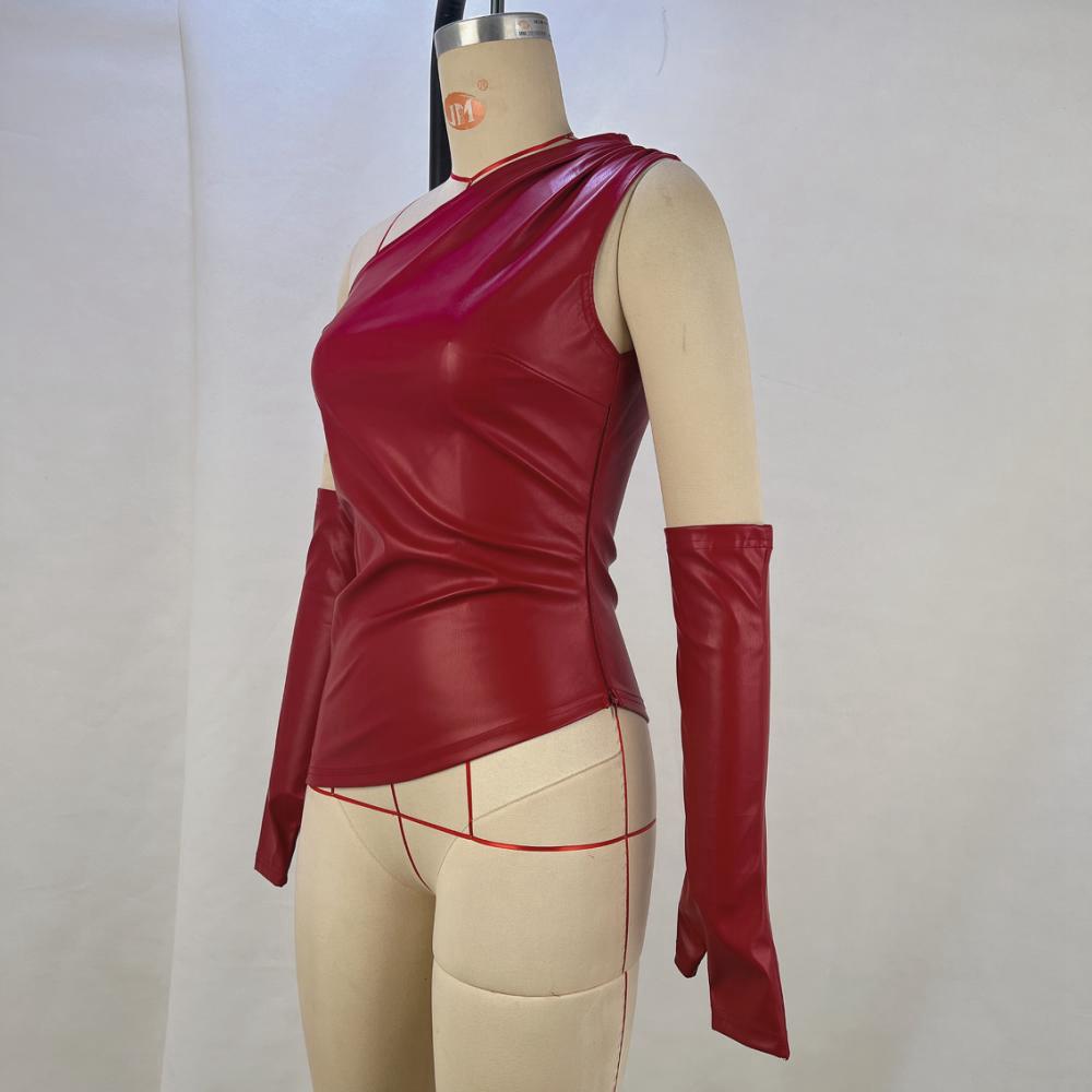 Модный Асимметричный Жилет из ПУ Кожи с Рукавами-Мини - Женский Топ Без Рукавов Моды 2025 года, Европейский и Американский Стиль