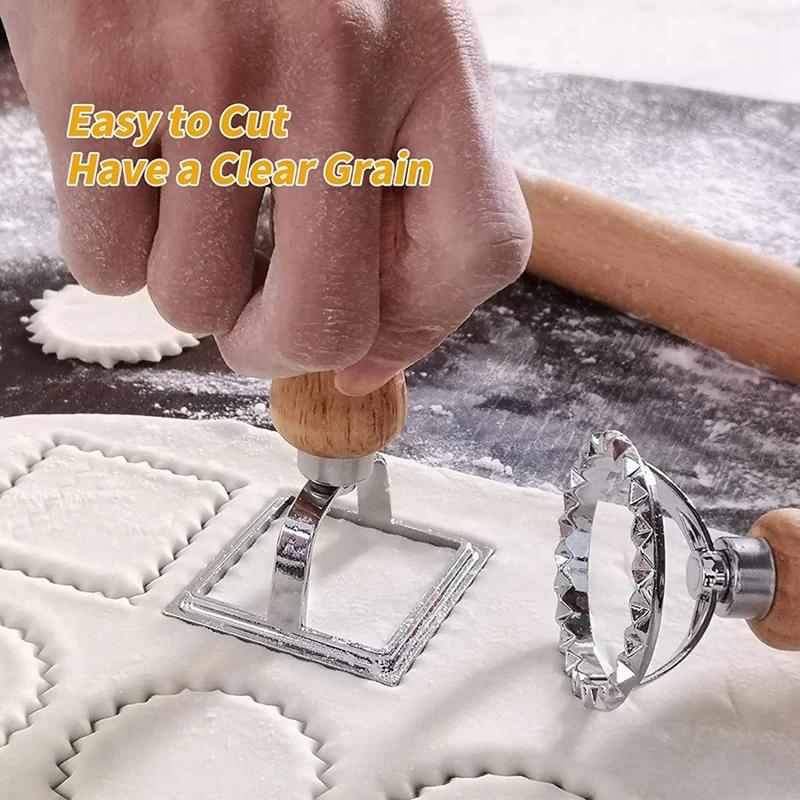 Набор для нарезки пасты равиоли, штамп для равиоли с деревянной ручкой для равиоли, пасты, пельменей, лазаньи, вареников