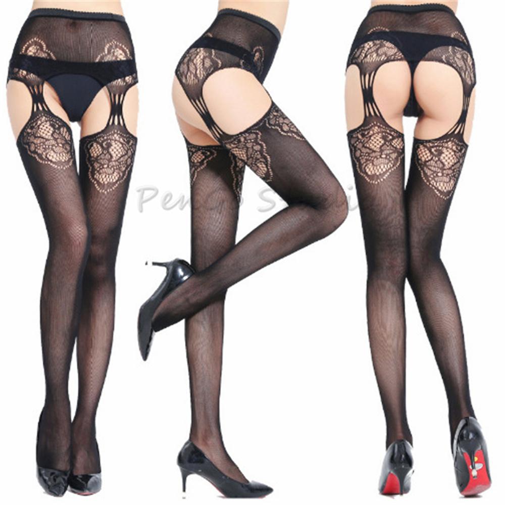 30 Styles Erotic Stockings With Garter Belt For Women Fishnet Pantyhose Plus Size Thigh High Socks Sexy Lingerie