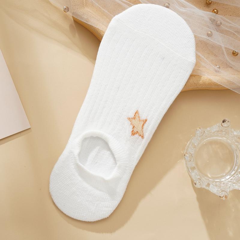 Женские летние белые невидимые носки с милой вышивкой в виде животных и растений, силиконовые нескользящие носки