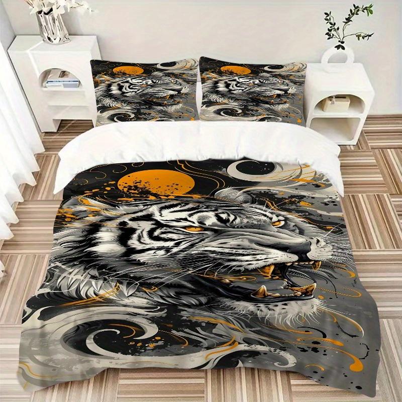 3pcs Tiger Spirit Soft Comfortable Bedding set, For Bedroom, Guest Room And Dorm, All - Season Use, High-Definition Printing162